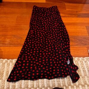 Princess Polly Black and Red Asymmetrical Maxi Skirt